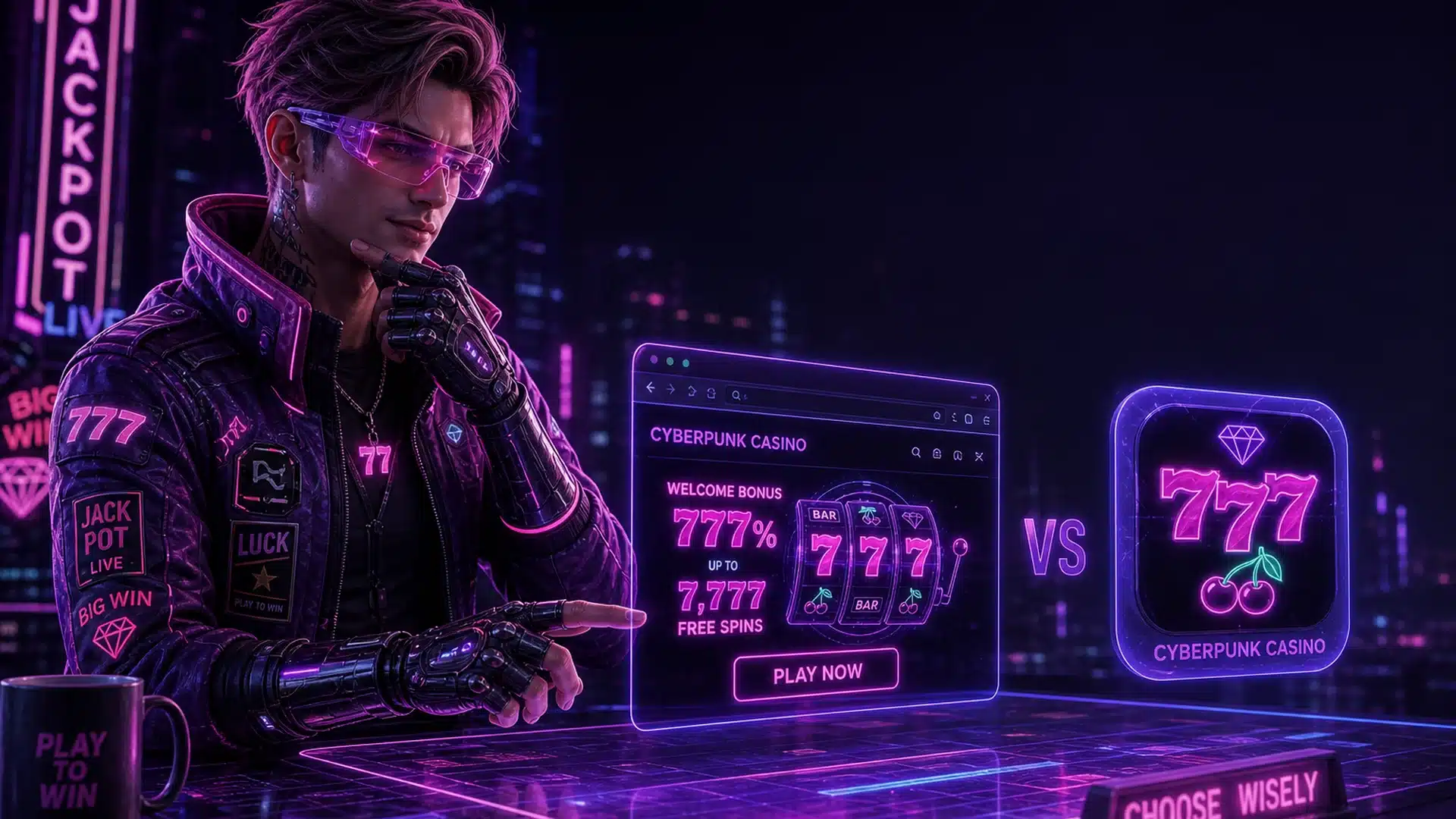 Ilustrasi cyberpunk browser vs app sabtu 23 - Spinsakti