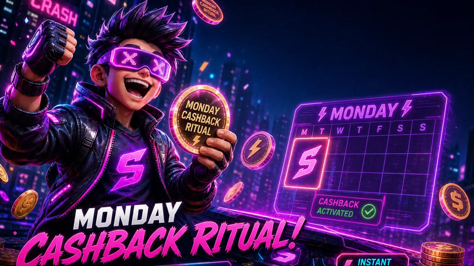 Ilustrasi cyberpunk cashback senin pekan terakhir - Spinsakti
