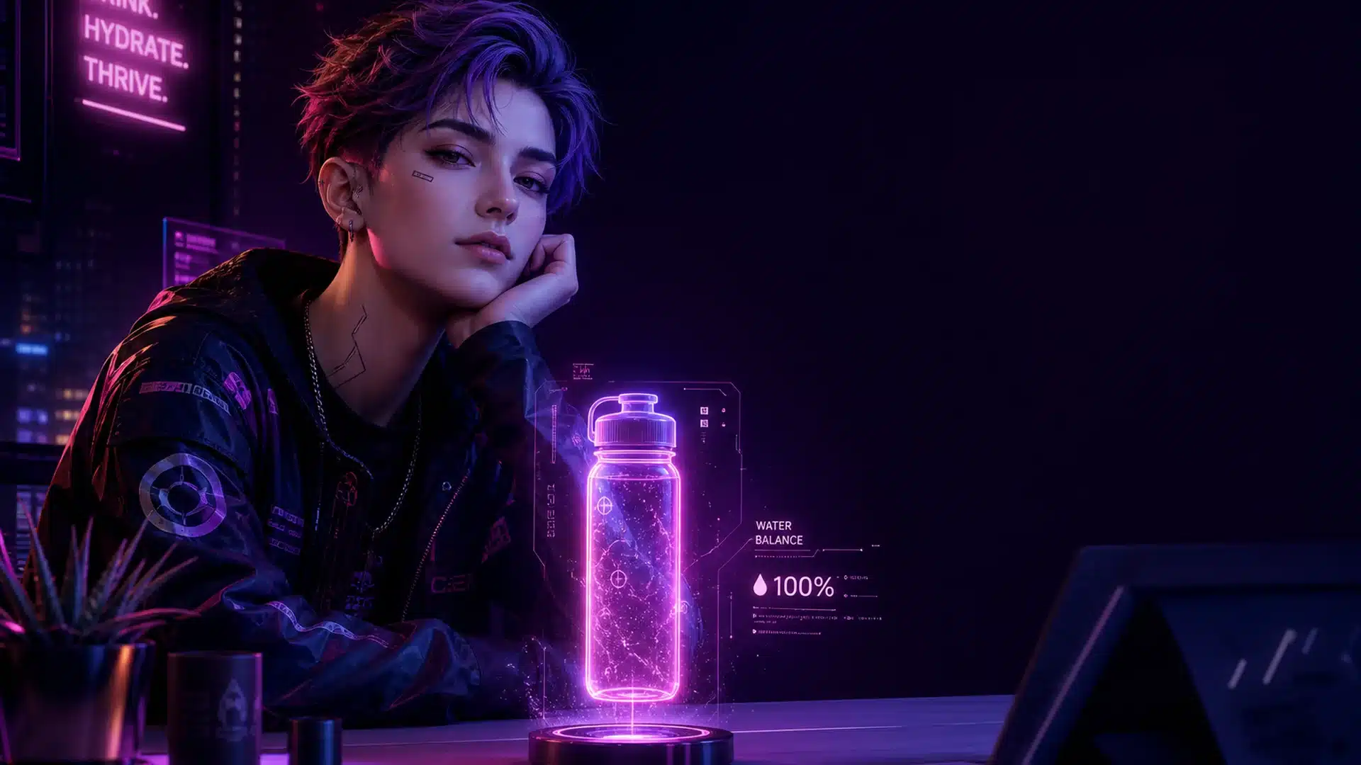 Ilustrasi cyberpunk hydration minggu malam closing mei 31 - Spinsakti