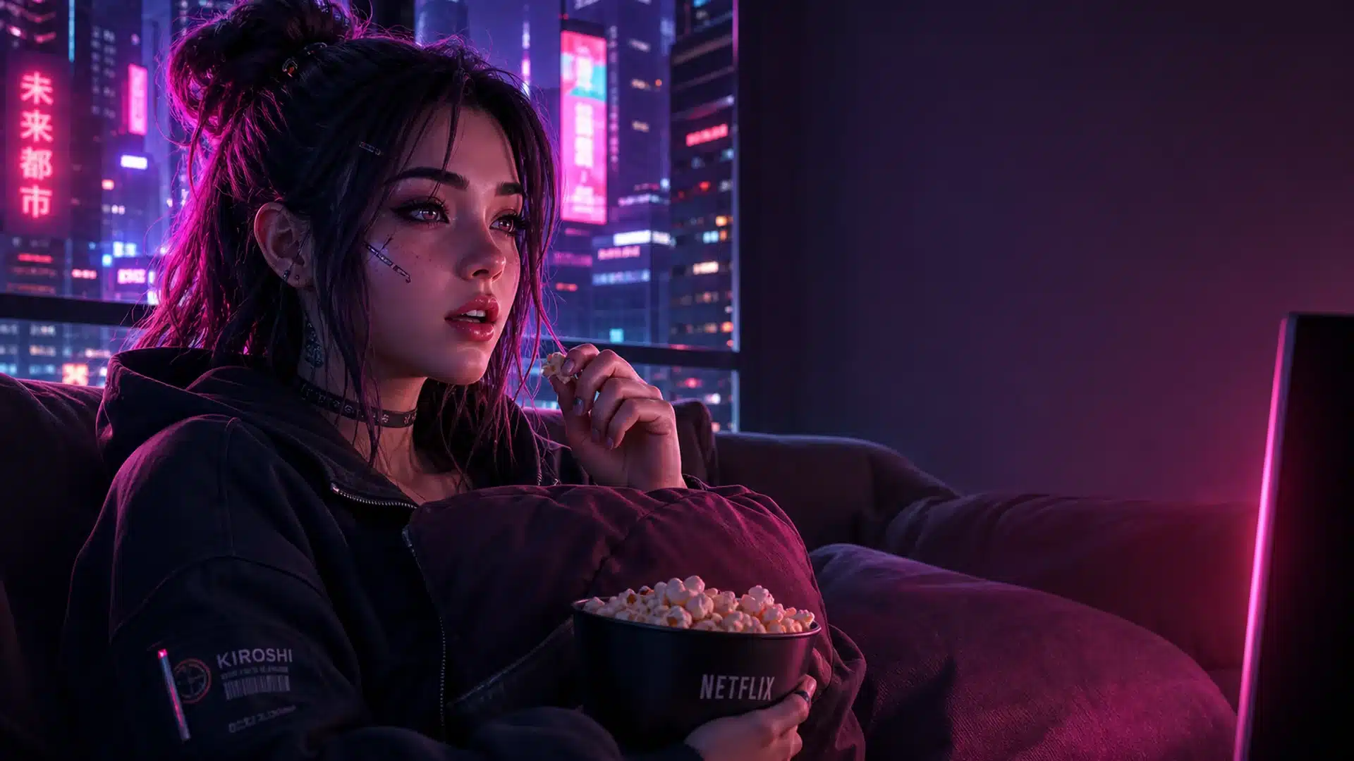 Ilustrasi cyberpunk k-drama binge selasa malam 9 - Spinsakti