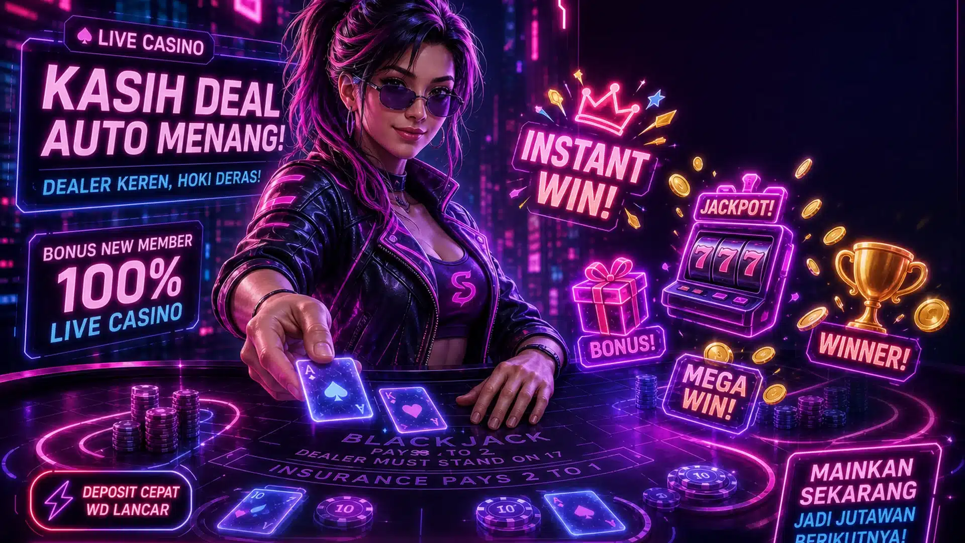 Ilustrasi cyberpunk instant win jumat 12 - Spinsakti