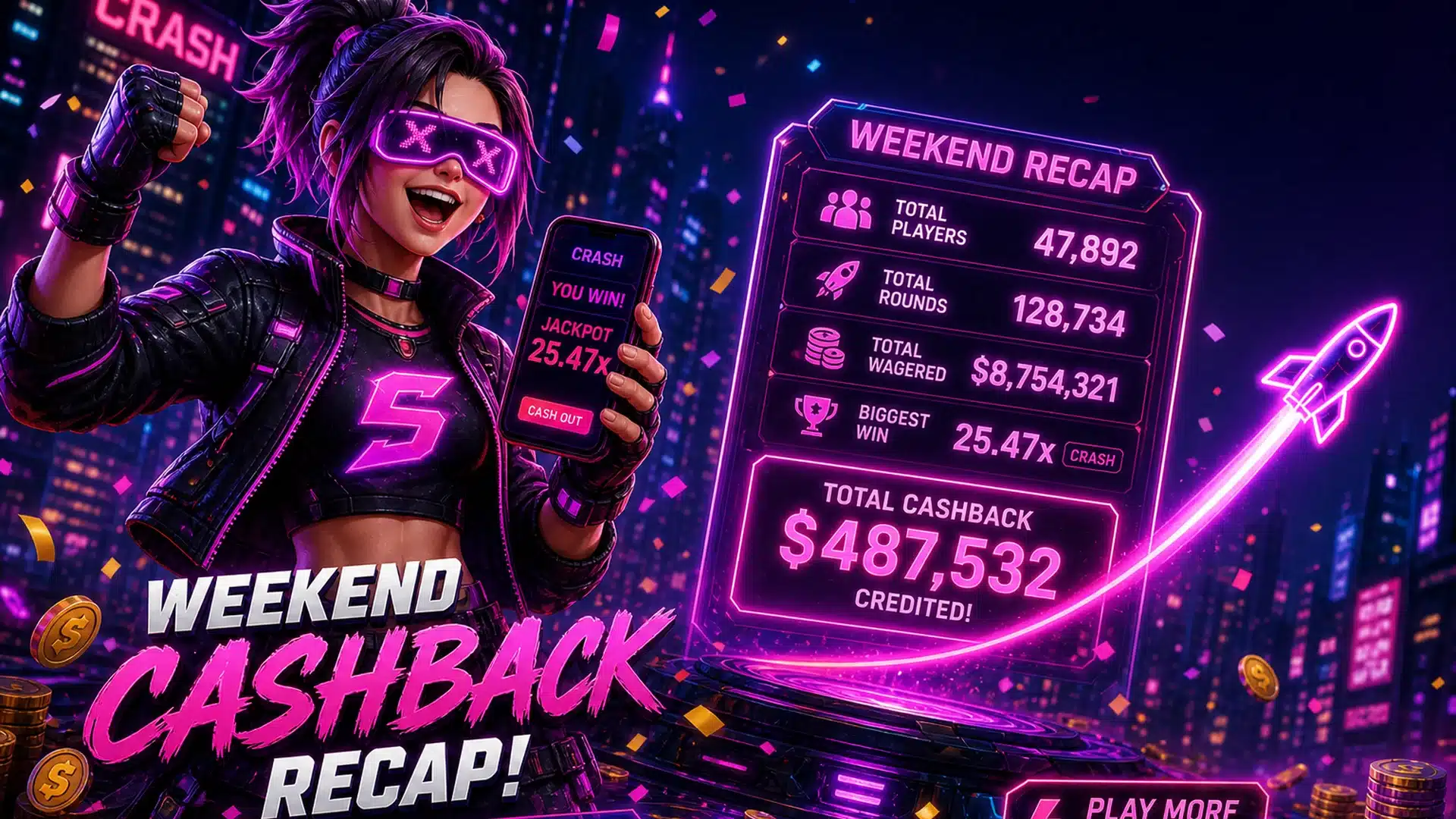 Ilustrasi cyberpunk recap cashback weekend 6- yang sudah lewat - Spinsakti