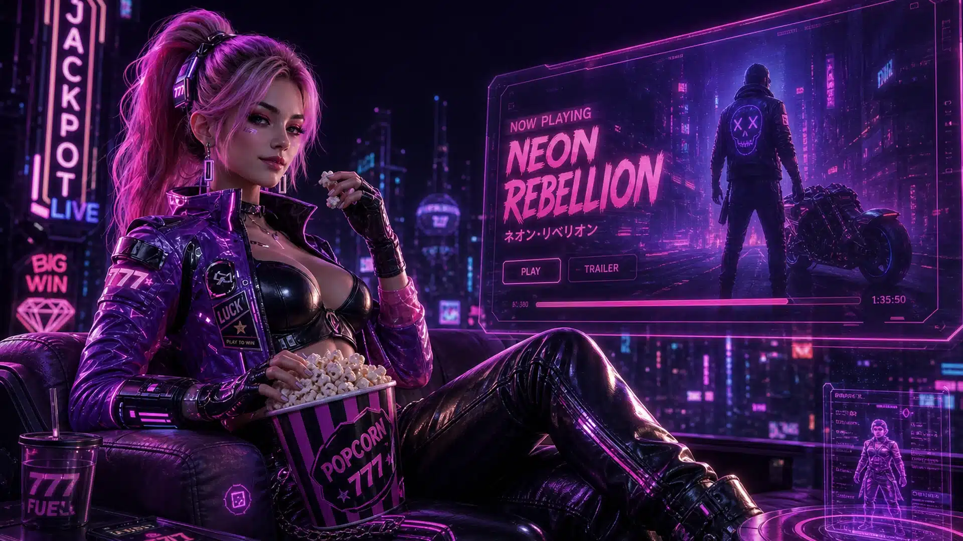 Ilustrasi cyberpunk rekomendasi serial cyberpunk vibe neon - Spinsakti