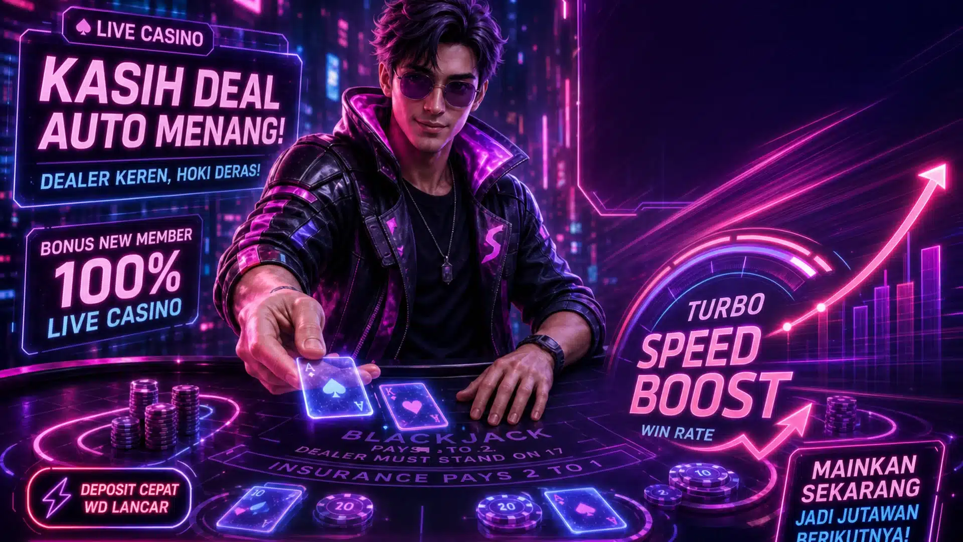 Ilustrasi cyberpunk turbo mode review jumat malam - Spinsakti